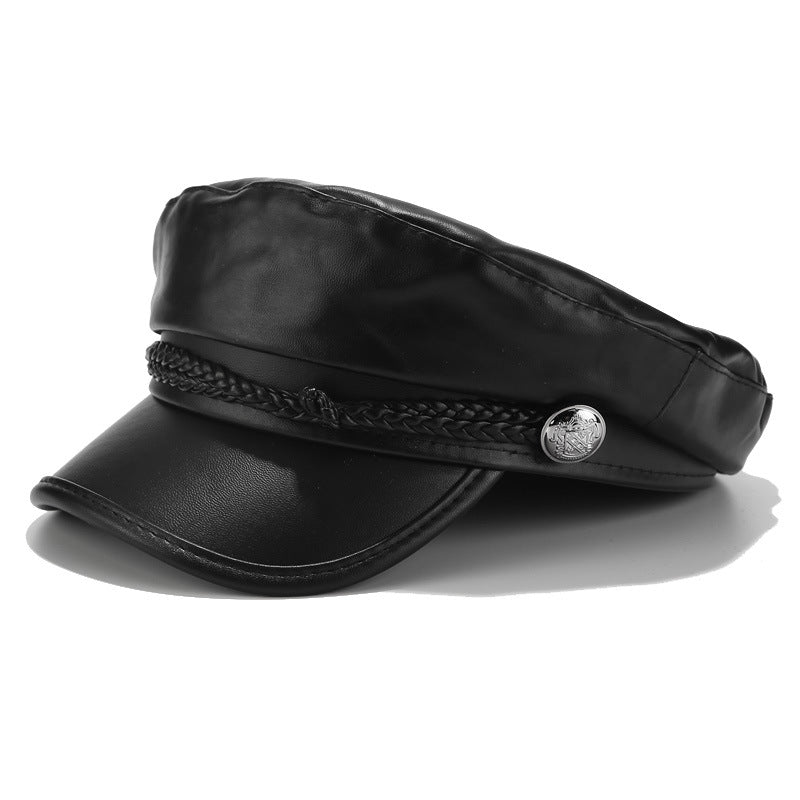 Wholesale Autumn Winter PU All-match Navy Cap